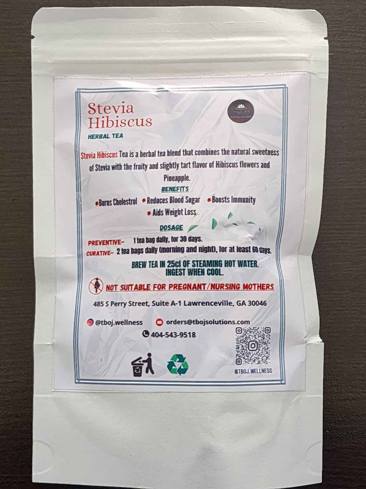 TBOJ Stevia 100% Natural Herbal Tea – Helps Lower Bad Cholesterol and Reduces Blood Sugar